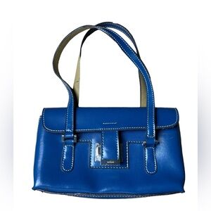 MONDANI NEW YORK WOMENS HANDBAG BLUE LEATHER PURSE
